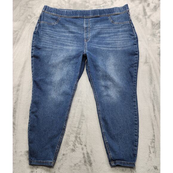 Terra & Sky Jeans Womens 4X (28W-30W) Blue High Rise Jegging Skinny Leg Stretch - Picture 1 of 11